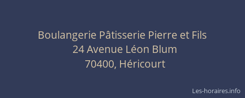 Boulangerie P&acirc;tisserie Pierre et Fils