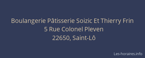 Boulangerie P&acirc;tisserie Soizic Et Thierry Frin