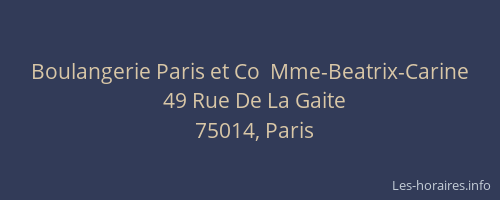 Boulangerie Paris et Co  Mme-Beatrix-Carine