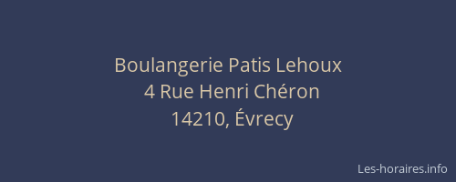 Boulangerie Patis Lehoux