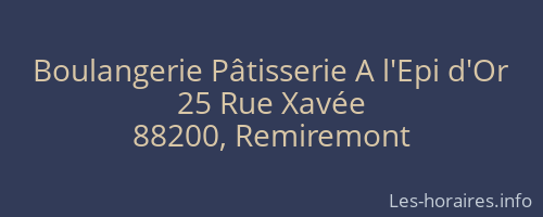 Boulangerie Pâtisserie A l'Epi d'Or
