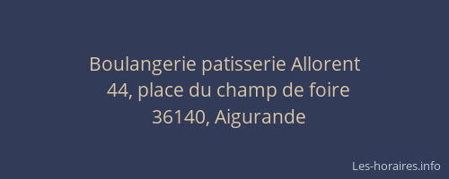 Boulangerie patisserie Allorent