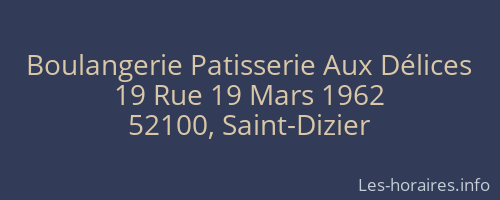 Boulangerie Patisserie Aux Délices