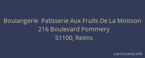 Boulangerie  Patisserie Aux Fruits De La Moisson
