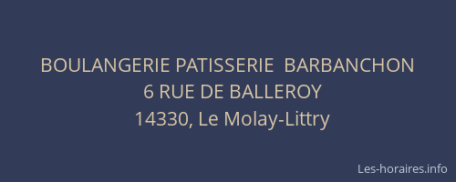 BOULANGERIE PATISSERIE  BARBANCHON