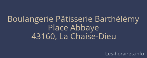 Boulangerie Pâtisserie Barthélémy
