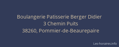 Boulangerie Patisserie Berger Didier