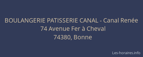 BOULANGERIE PATISSERIE CANAL - Canal Ren&eacute;e