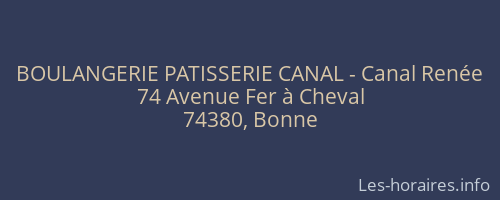 BOULANGERIE PATISSERIE CANAL - Canal Renée