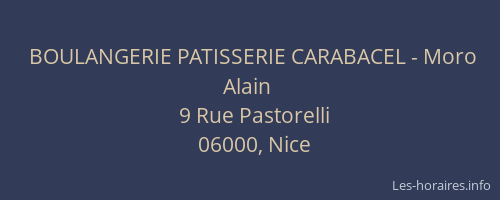 BOULANGERIE PATISSERIE CARABACEL - Moro Alain