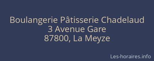 Boulangerie Pâtisserie Chadelaud