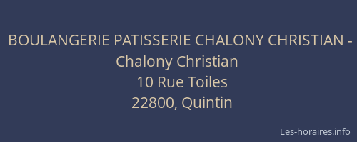 BOULANGERIE PATISSERIE CHALONY CHRISTIAN - Chalony Christian