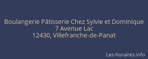 Boulangerie Pâtisserie Chez Sylvie et Dominique