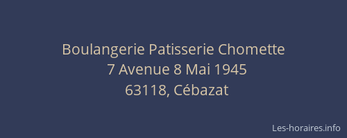 Boulangerie Patisserie Chomette