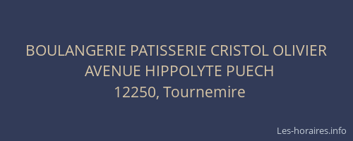 BOULANGERIE PATISSERIE CRISTOL OLIVIER