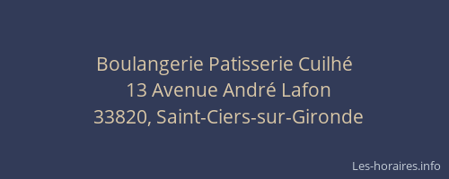 Boulangerie Patisserie Cuilh&eacute;
