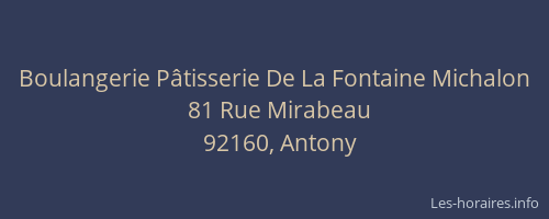 Boulangerie Pâtisserie De La Fontaine Michalon