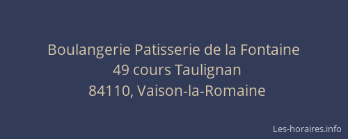 Boulangerie Patisserie de la Fontaine