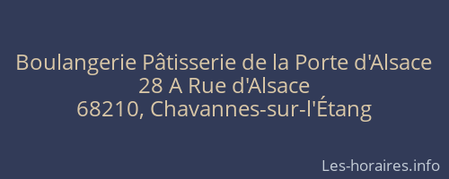 Boulangerie Pâtisserie de la Porte d'Alsace