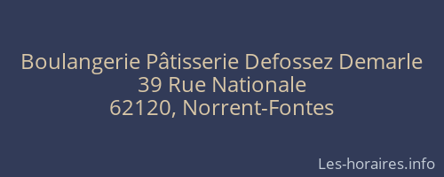 Boulangerie Pâtisserie Defossez Demarle