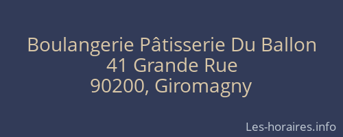 Boulangerie Pâtisserie Du Ballon