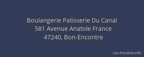 Boulangerie Patisserie Du Canal