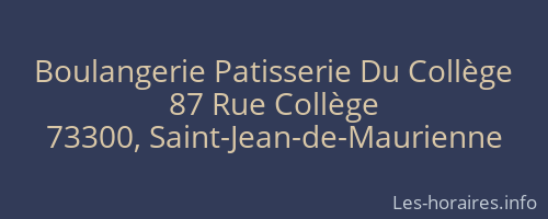 Boulangerie Patisserie Du Collège