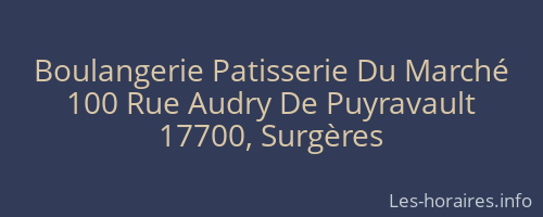 Boulangerie Patisserie Du Marché