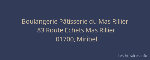 Boulangerie Pâtisserie du Mas Rillier