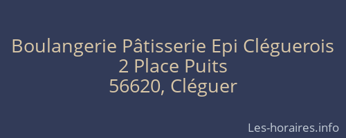 Boulangerie Pâtisserie Epi Cléguerois