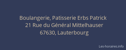 Boulangerie, Patisserie Erbs Patrick