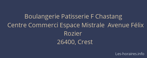 Boulangerie Patisserie F Chastang