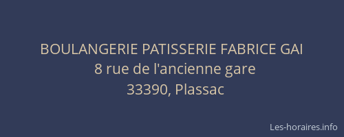 BOULANGERIE PATISSERIE FABRICE GAI