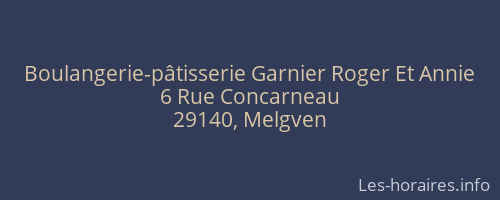 Boulangerie-pâtisserie Garnier Roger Et Annie