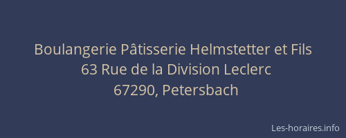 Boulangerie Pâtisserie Helmstetter et Fils