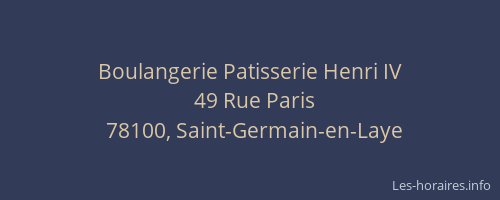 Boulangerie Patisserie Henri IV