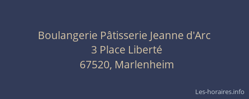 Boulangerie Pâtisserie Jeanne d'Arc
