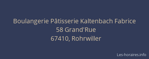 Boulangerie Pâtisserie Kaltenbach Fabrice
