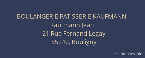 BOULANGERIE PATISSERIE KAUFMANN - Kaufmann Jean