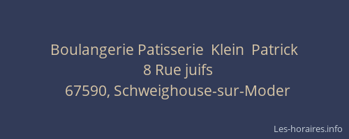 Boulangerie Patisserie  Klein  Patrick