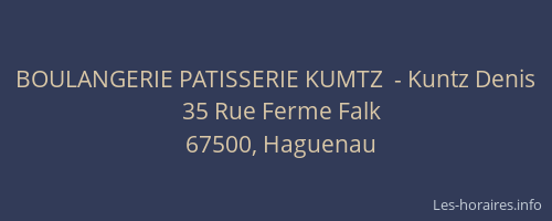BOULANGERIE PATISSERIE KUMTZ  - Kuntz Denis