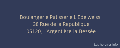 Boulangerie Patisserie L Edelweiss
