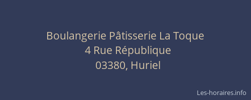 Boulangerie Pâtisserie La Toque