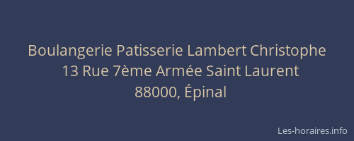 Boulangerie Patisserie Lambert Christophe