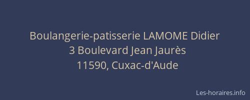 Boulangerie-patisserie LAMOME Didier