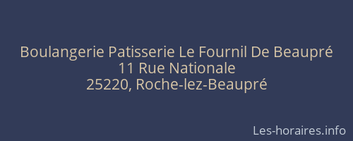 Boulangerie Patisserie Le Fournil De Beaupré