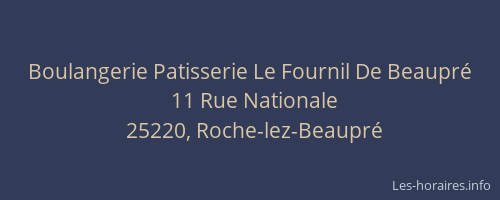 Boulangerie Patisserie Le Fournil De Beaupré