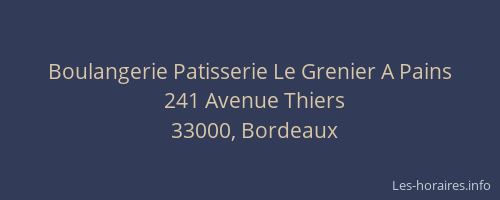 Boulangerie Patisserie Le Grenier A Pains