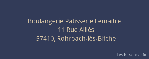 Boulangerie Patisserie Lemaitre