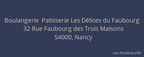 Boulangerie  Patisserie Les Délices du Faubourg